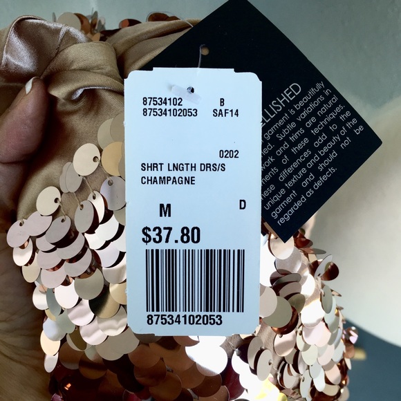 (SOLD) FOREVER XXI Champagne Sequin Dress Size M - Picture 3 of 6